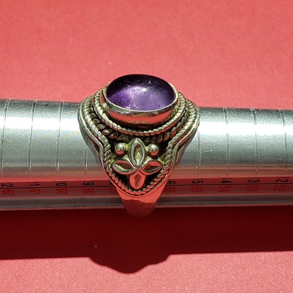 Vintage 925 Purple Amethyst Boho Ring - Picture 4 of 6